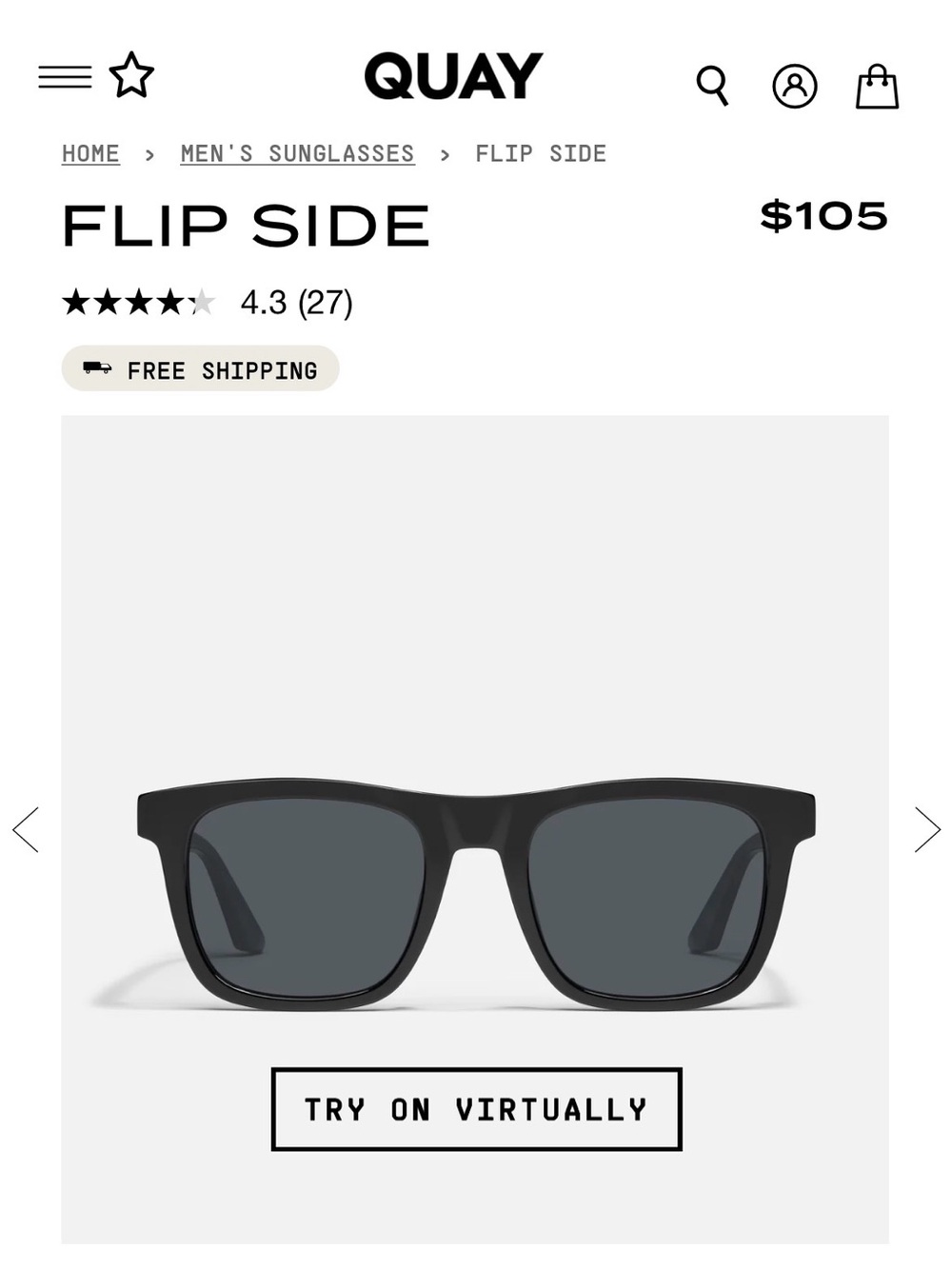 QUAY FLIP SIDE Black Polarized Sunglasses - NWT